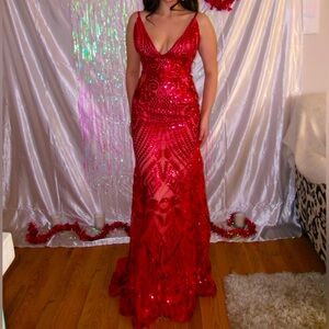 Stunning Red Sequin Jovani Gown